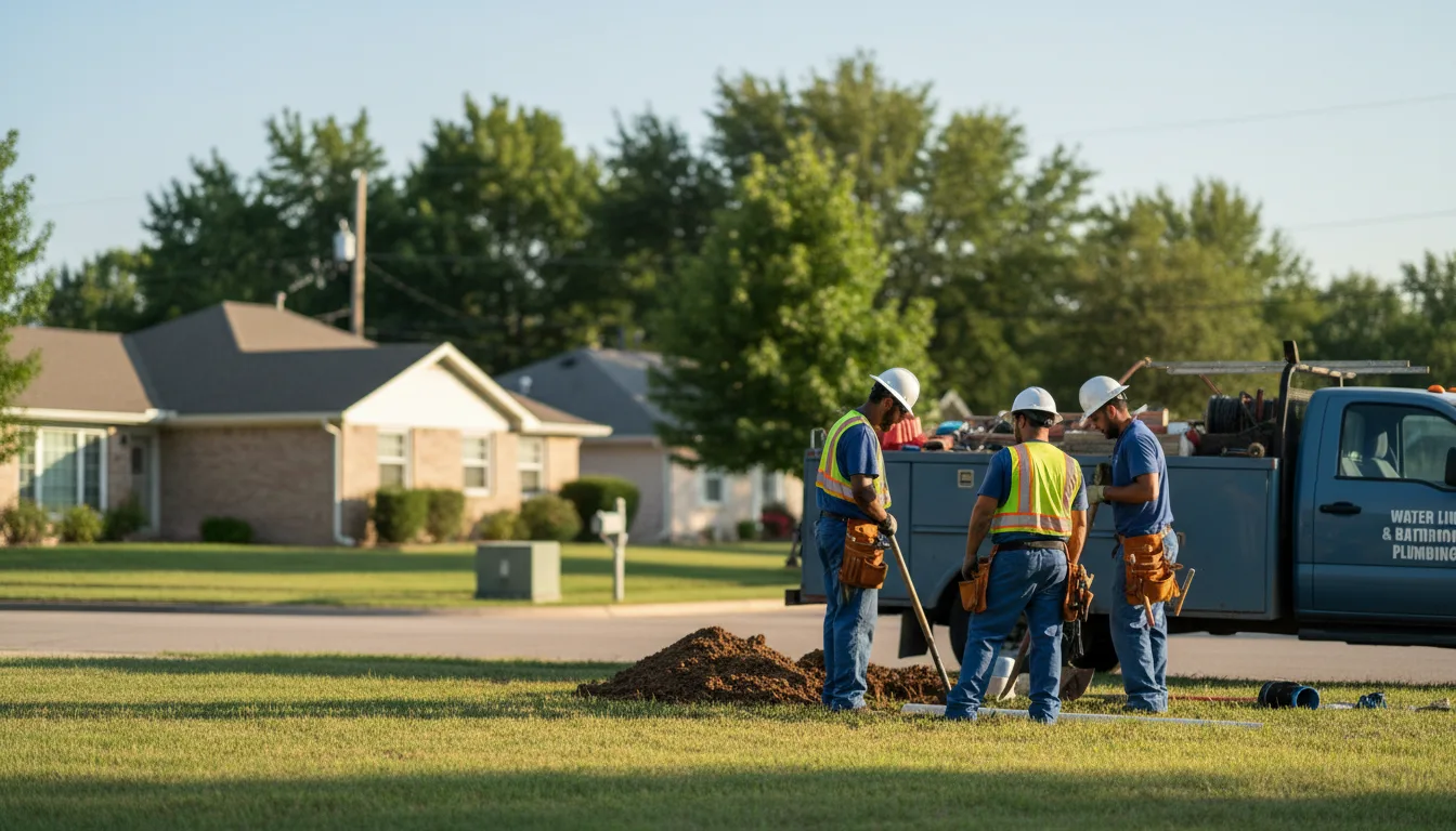 Residential water line and bathroom plumbing service in Bennington, OK